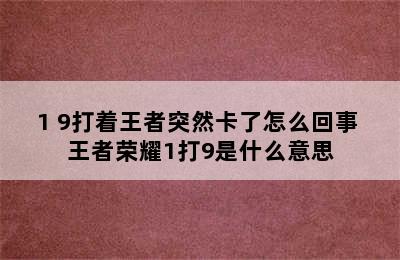 1+9打着王者突然卡了怎么回事 王者荣耀1打9是什么意思